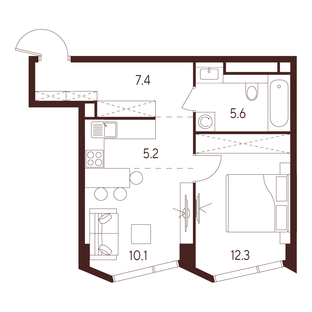 1-комнатная квартира в ЖК INDY TOWERS (Инди Тауэрз)