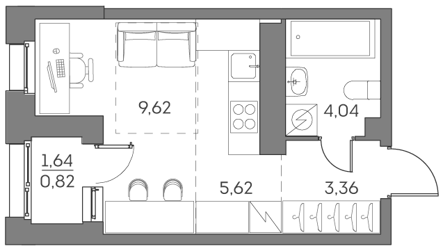 Квартира-студия в ЖК Аквилон Beside 2.0