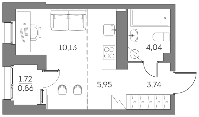 Квартира-студия в ЖК Аквилон Beside 2.0