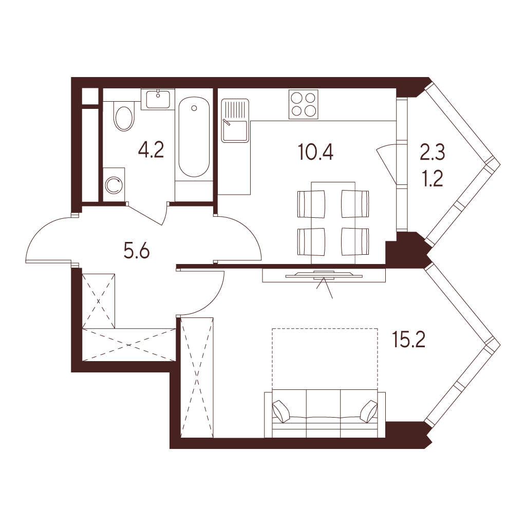 1-комнатная квартира в ЖК INDY TOWERS (Инди Тауэрз)