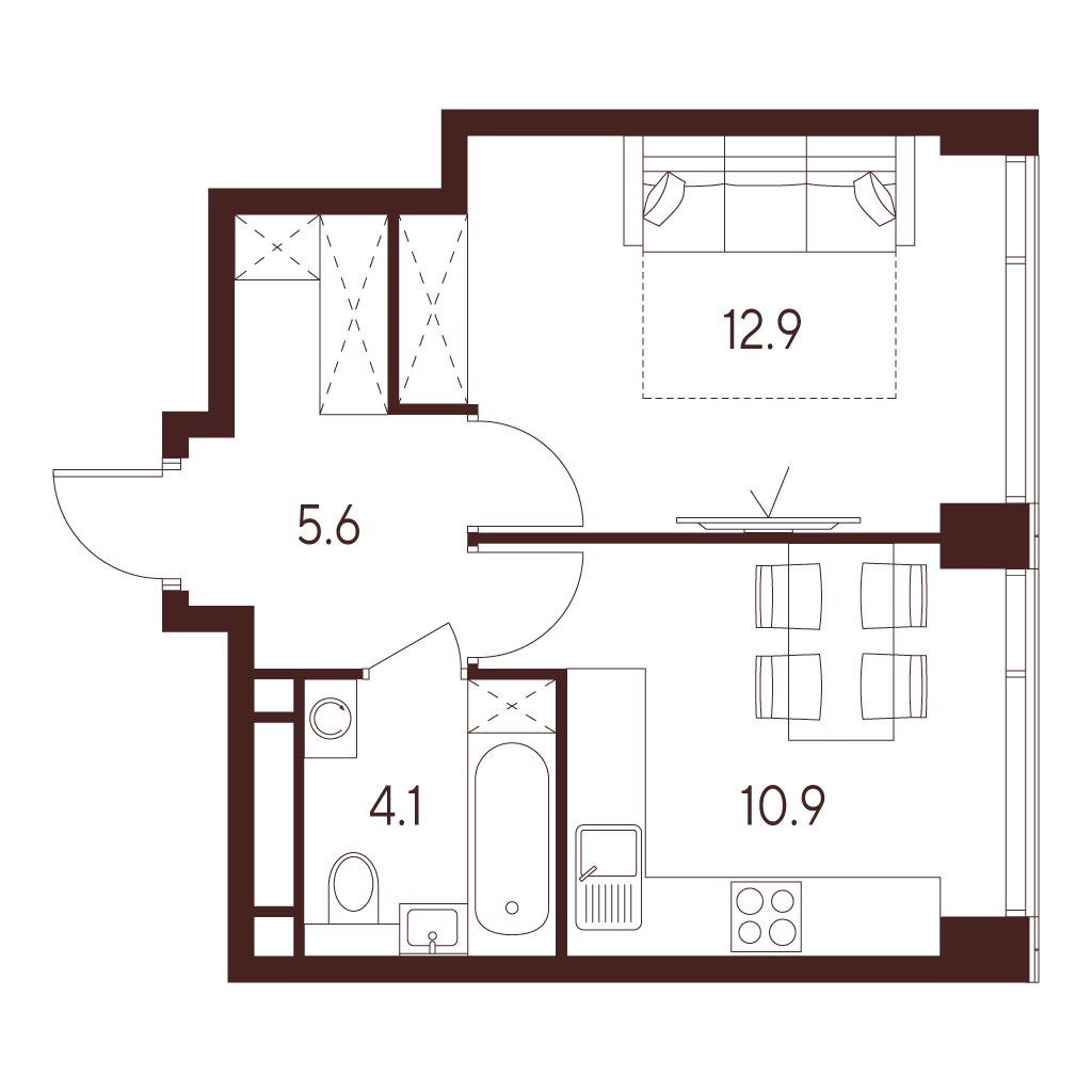 1-комнатная квартира в ЖК INDY TOWERS (Инди Тауэрз)