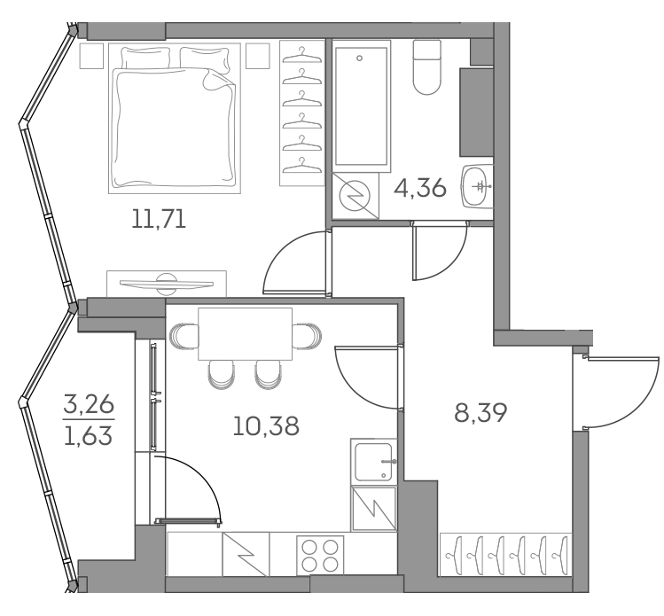 1-комнатная квартира в ЖК Аквилон Beside 2.0