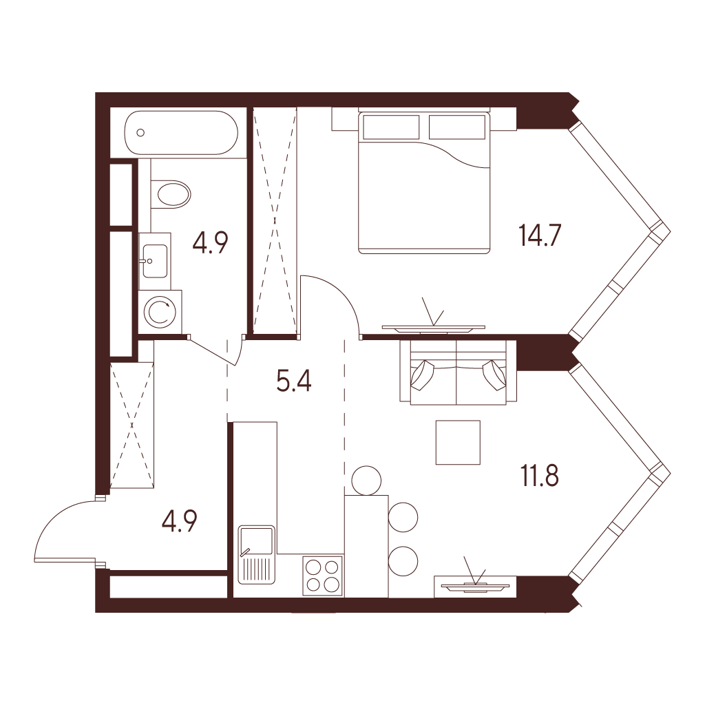 1-комнатная квартира в ЖК INDY TOWERS (Инди Тауэрз)