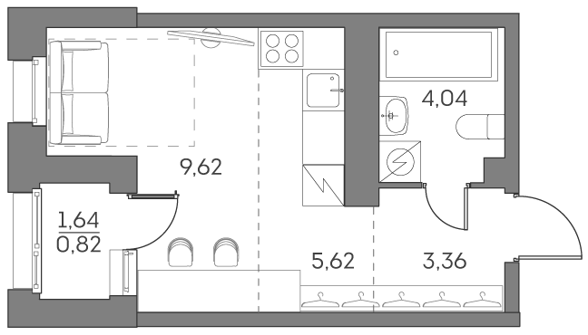 Квартира-студия в ЖК Аквилон Beside 2.0