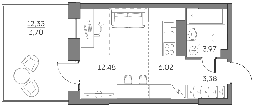 Квартира-студия в ЖК Аквилон Beside 2.0