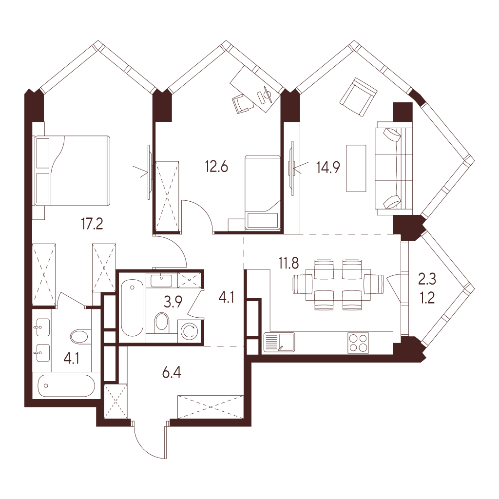 2х-комнатная квартира в ЖК INDY TOWERS (Инди Тауэрз)