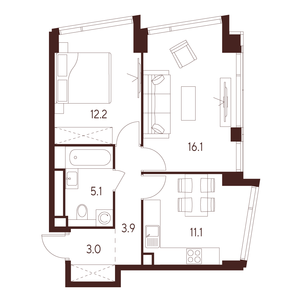 2х-комнатная квартира в ЖК INDY TOWERS (Инди Тауэрз)