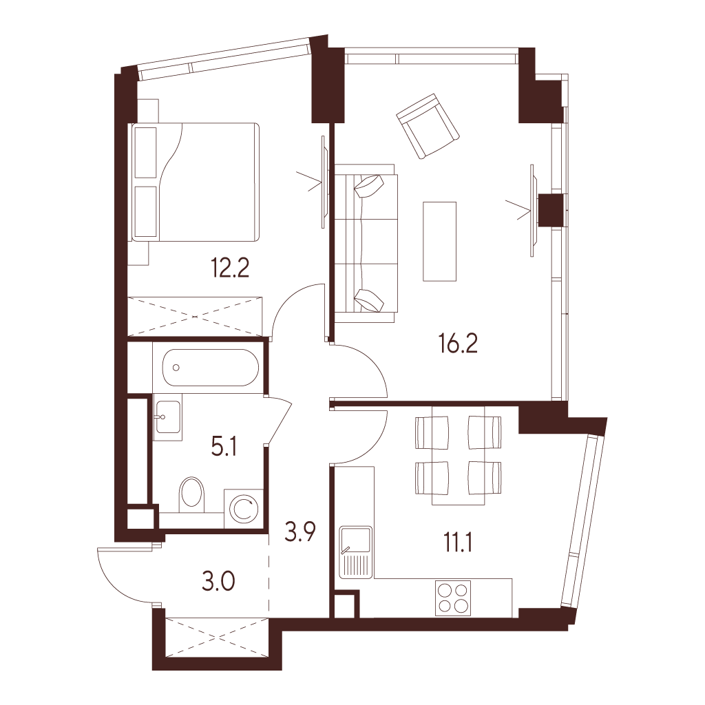 2х-комнатная квартира в ЖК INDY TOWERS (Инди Тауэрз)