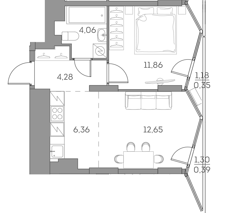 1-комнатная квартира в ЖК Аквилон Beside 2.0
