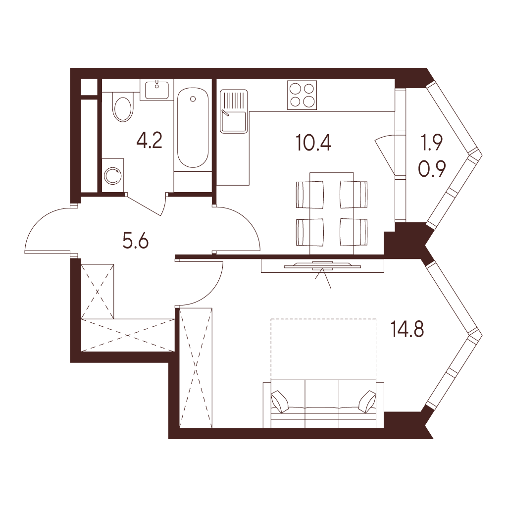 1-комнатная квартира в ЖК INDY TOWERS (Инди Тауэрз)