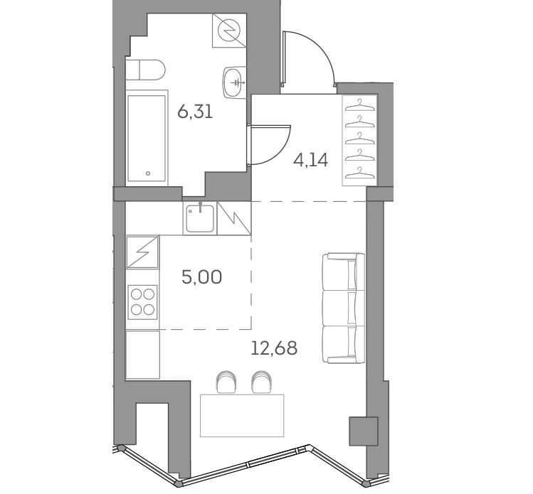 Квартира-студия в ЖК Аквилон Beside 2.0