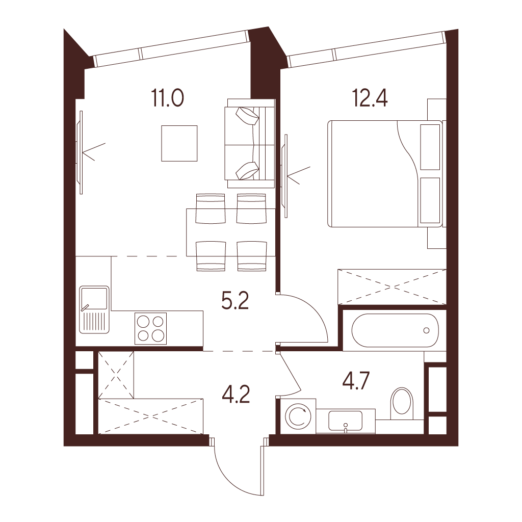 1-комнатная квартира в ЖК INDY TOWERS (Инди Тауэрз)
