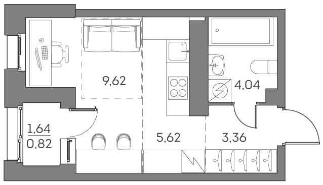 Квартира-студия в ЖК Аквилон Beside 2.0