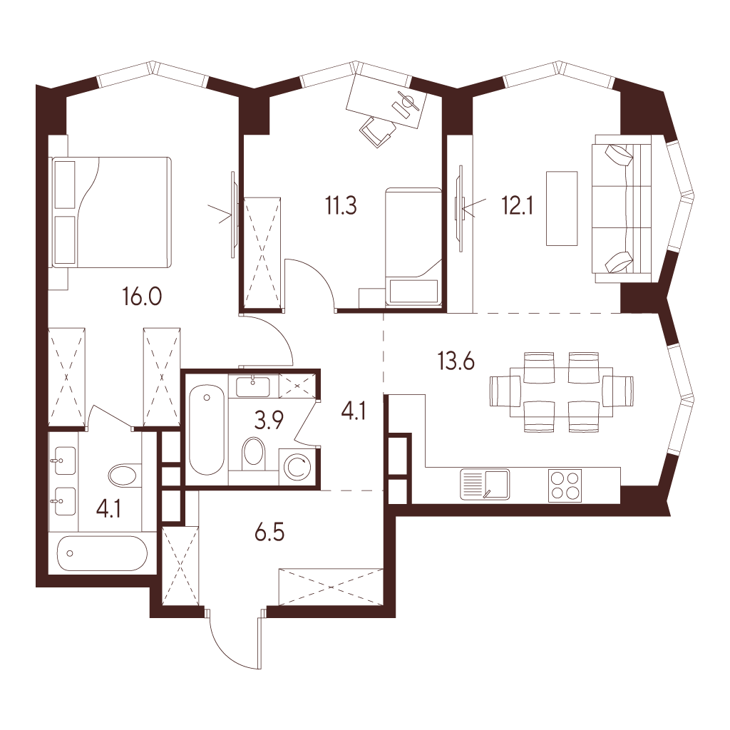 2х-комнатная квартира в ЖК INDY TOWERS (Инди Тауэрз)