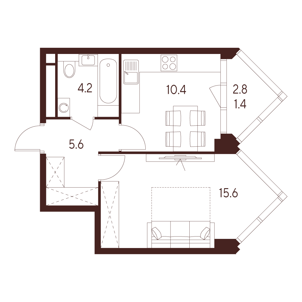 1-комнатная квартира в ЖК INDY TOWERS (Инди Тауэрз)