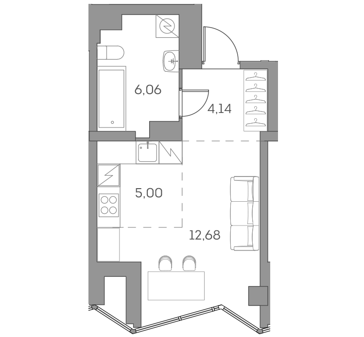 Квартира-студия в ЖК Аквилон Beside 2.0