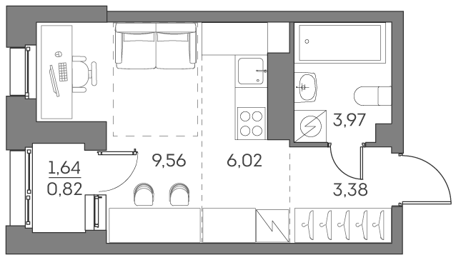 Квартира-студия в ЖК Аквилон Beside 2.0