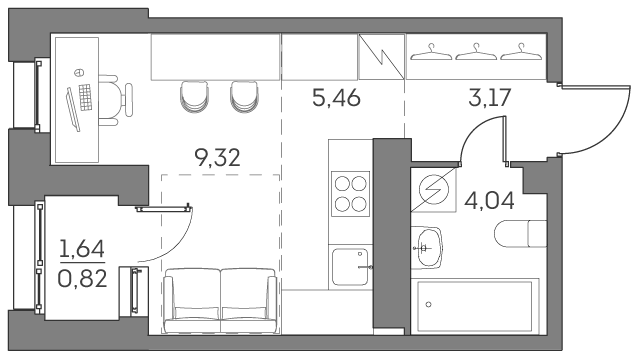 Квартира-студия в ЖК Аквилон Beside 2.0