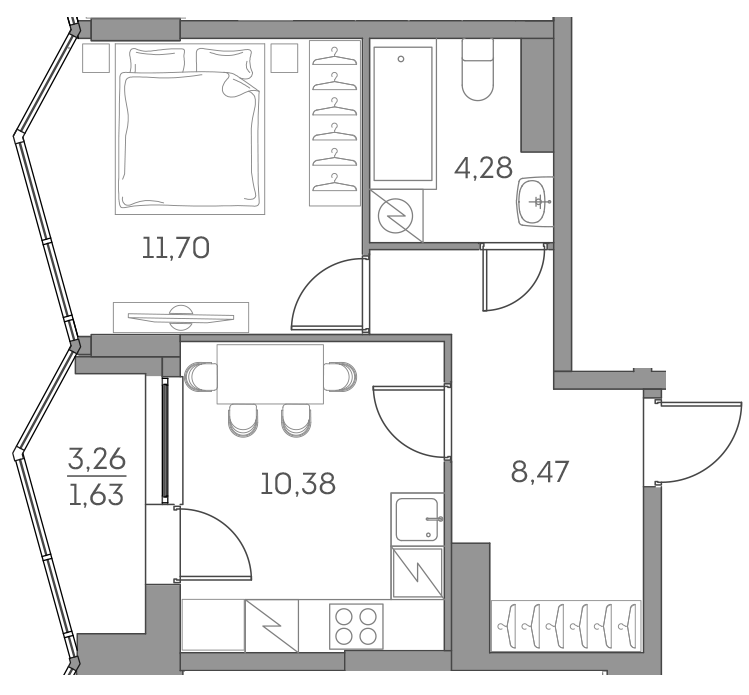 1-комнатная квартира в ЖК Аквилон Beside 2.0