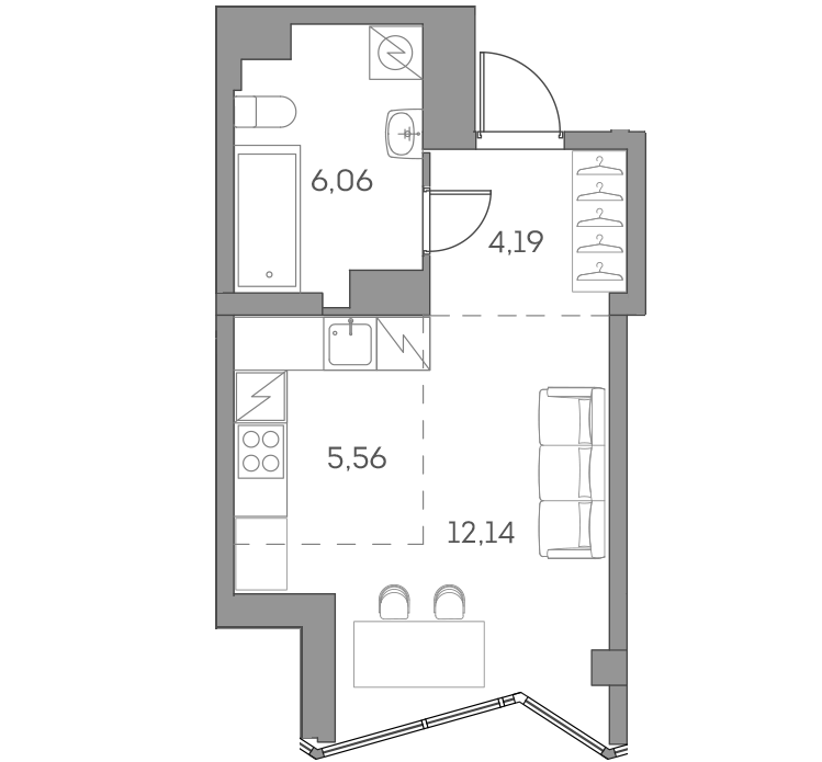 Квартира-студия в ЖК Аквилон Beside 2.0