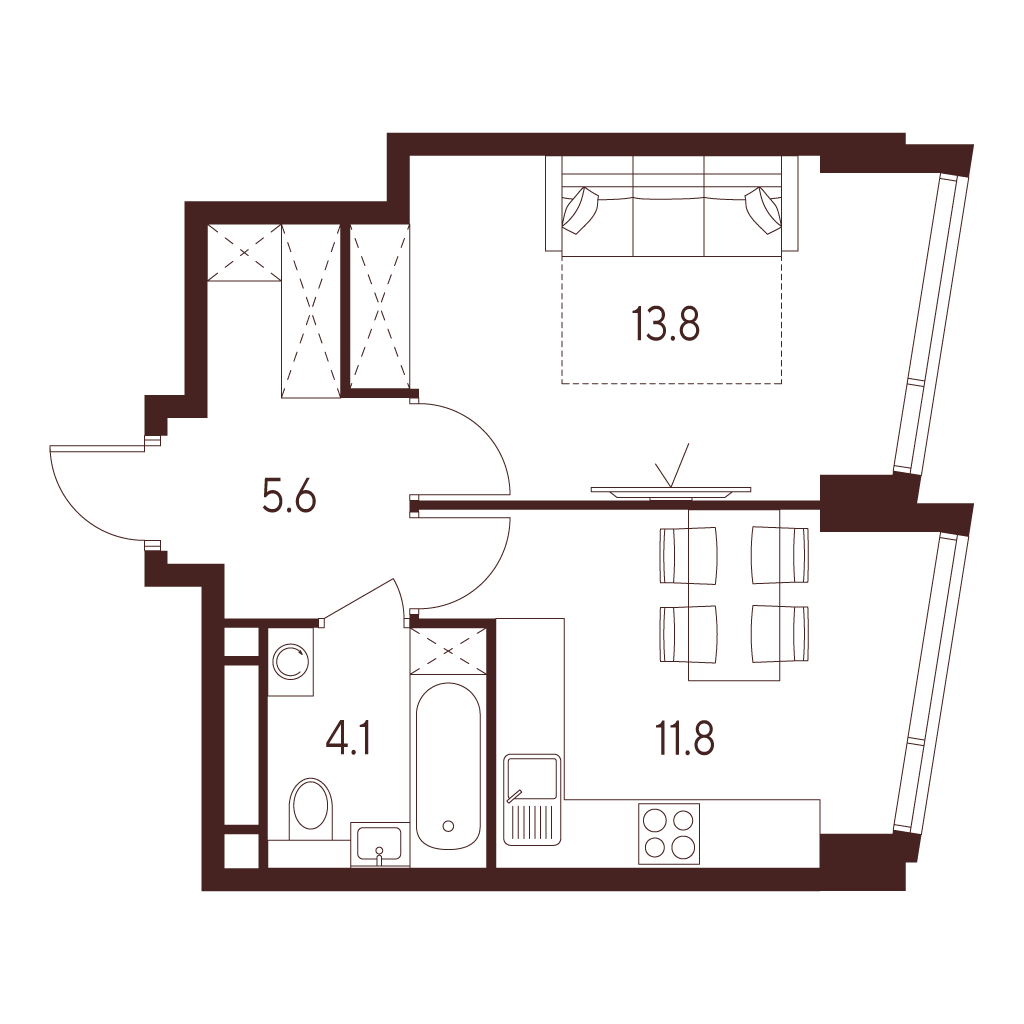 1-комнатная квартира в ЖК INDY TOWERS (Инди Тауэрз)
