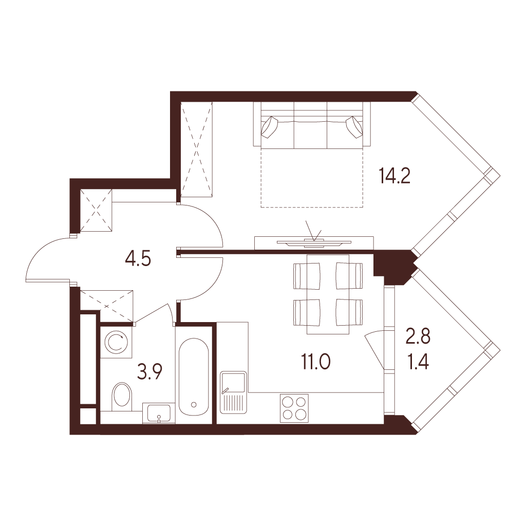 1-комнатная квартира в ЖК INDY TOWERS (Инди Тауэрз)