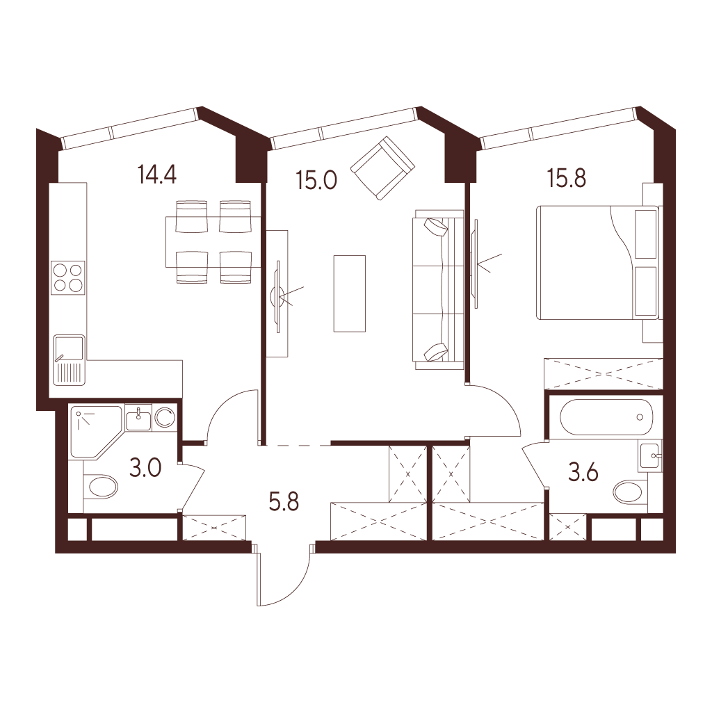 2х-комнатная квартира в ЖК INDY TOWERS (Инди Тауэрз)