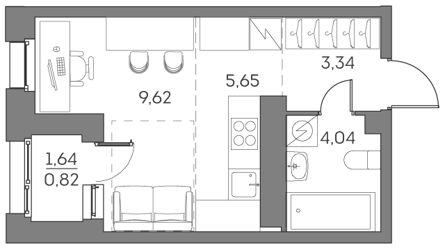 Квартира-студия в ЖК Аквилон Beside 2.0