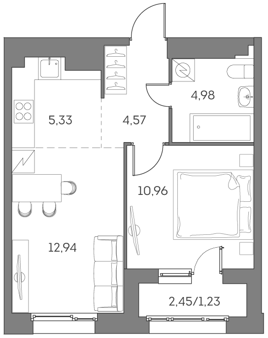 1-комнатная квартира в ЖК Аквилон Beside 2.0
