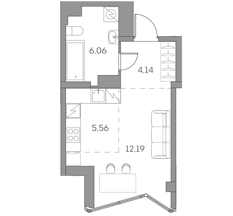 Квартира-студия в ЖК Аквилон Beside 2.0