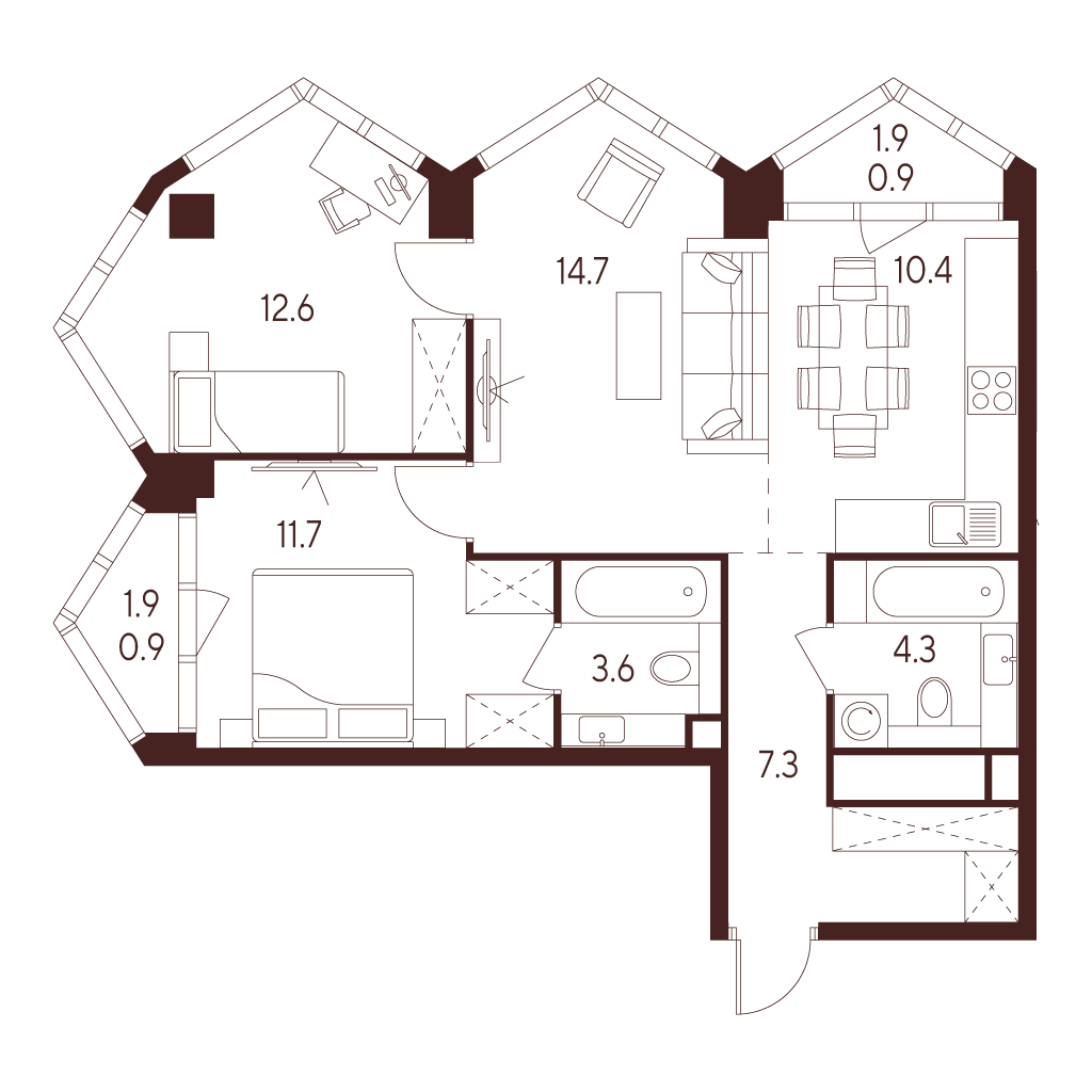 2х-комнатная квартира в ЖК INDY TOWERS (Инди Тауэрз)