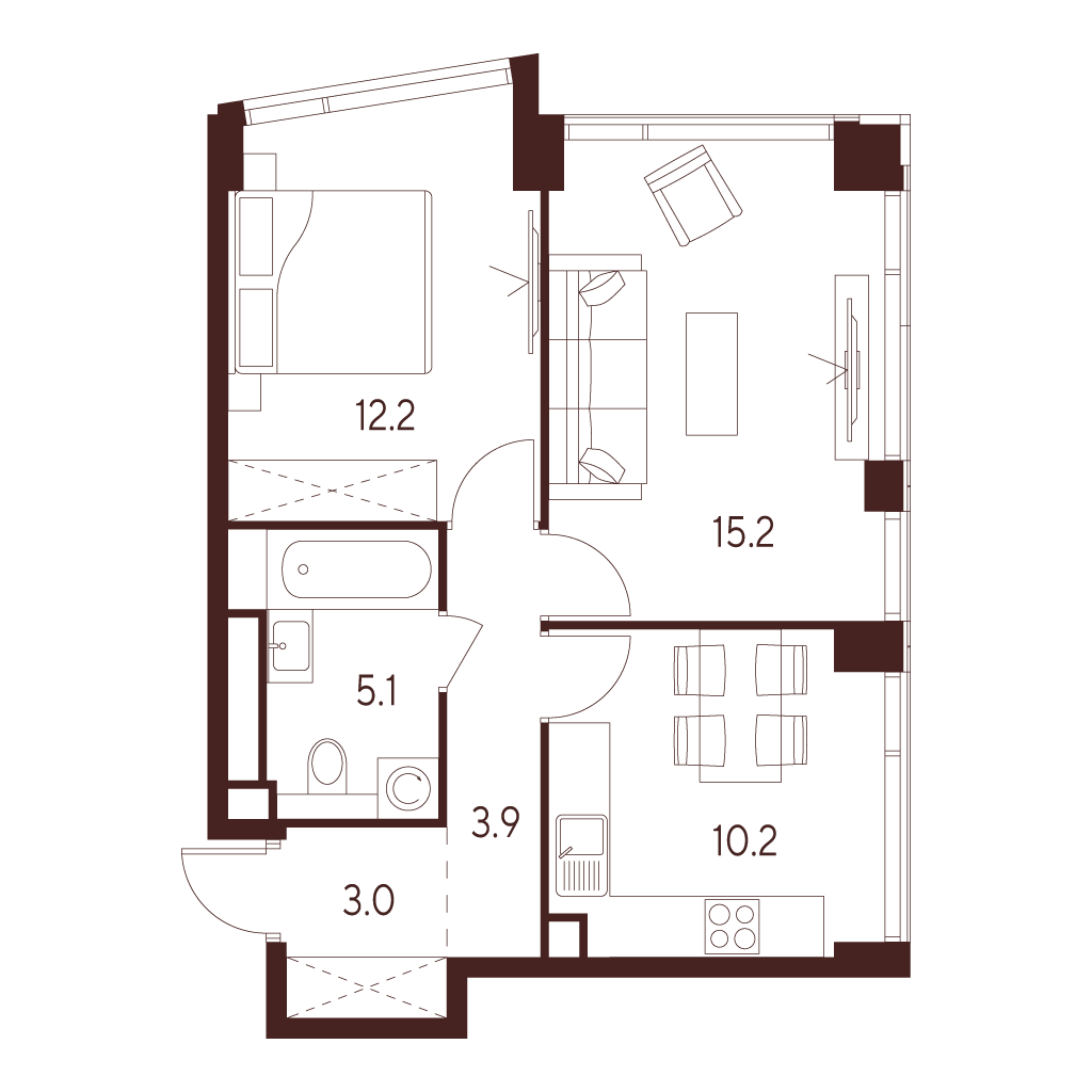 2х-комнатная квартира в ЖК INDY TOWERS (Инди Тауэрз)