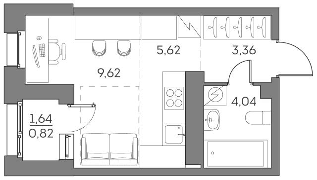 Квартира-студия в ЖК Аквилон Beside 2.0