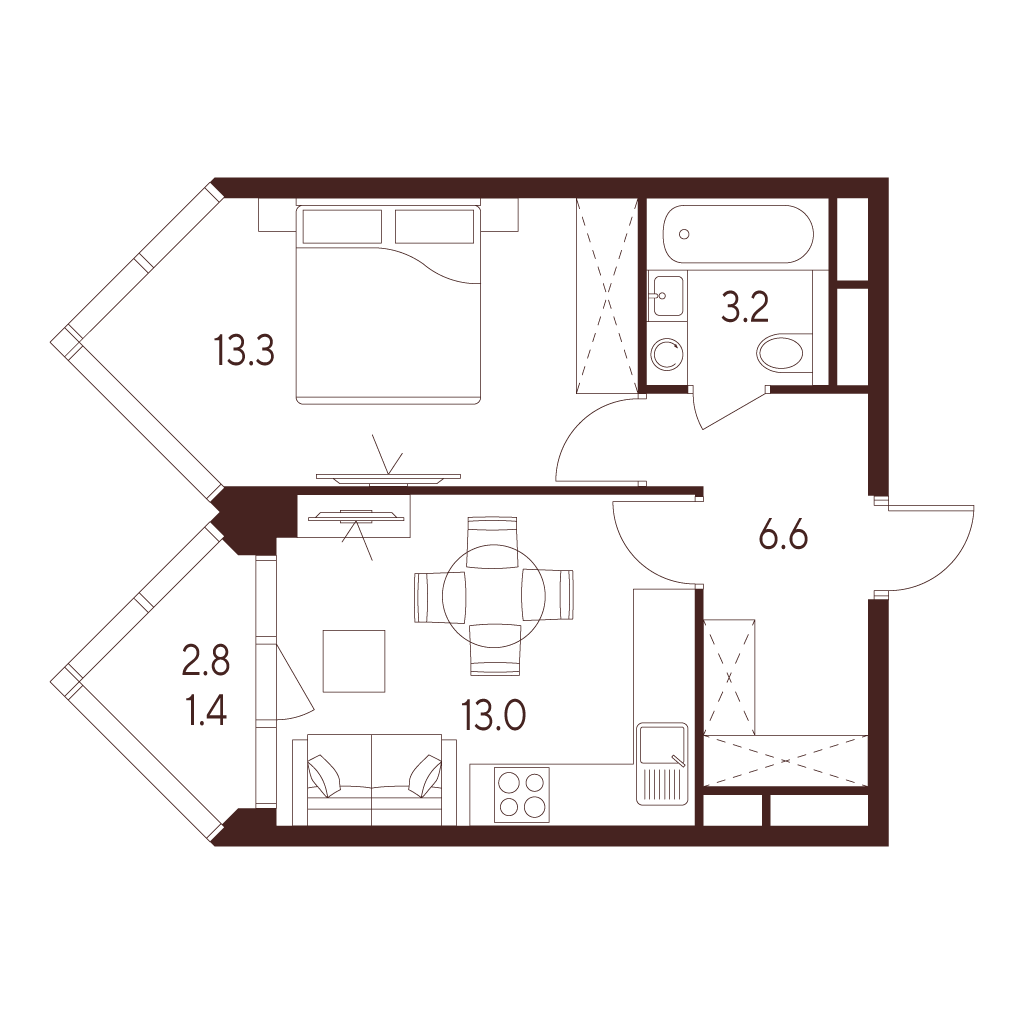 1-комнатная квартира в ЖК INDY TOWERS (Инди Тауэрз)