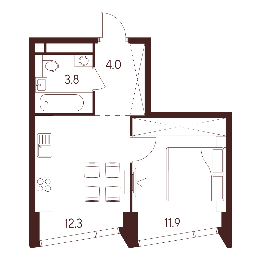 1-комнатная квартира в ЖК INDY TOWERS (Инди Тауэрз)
